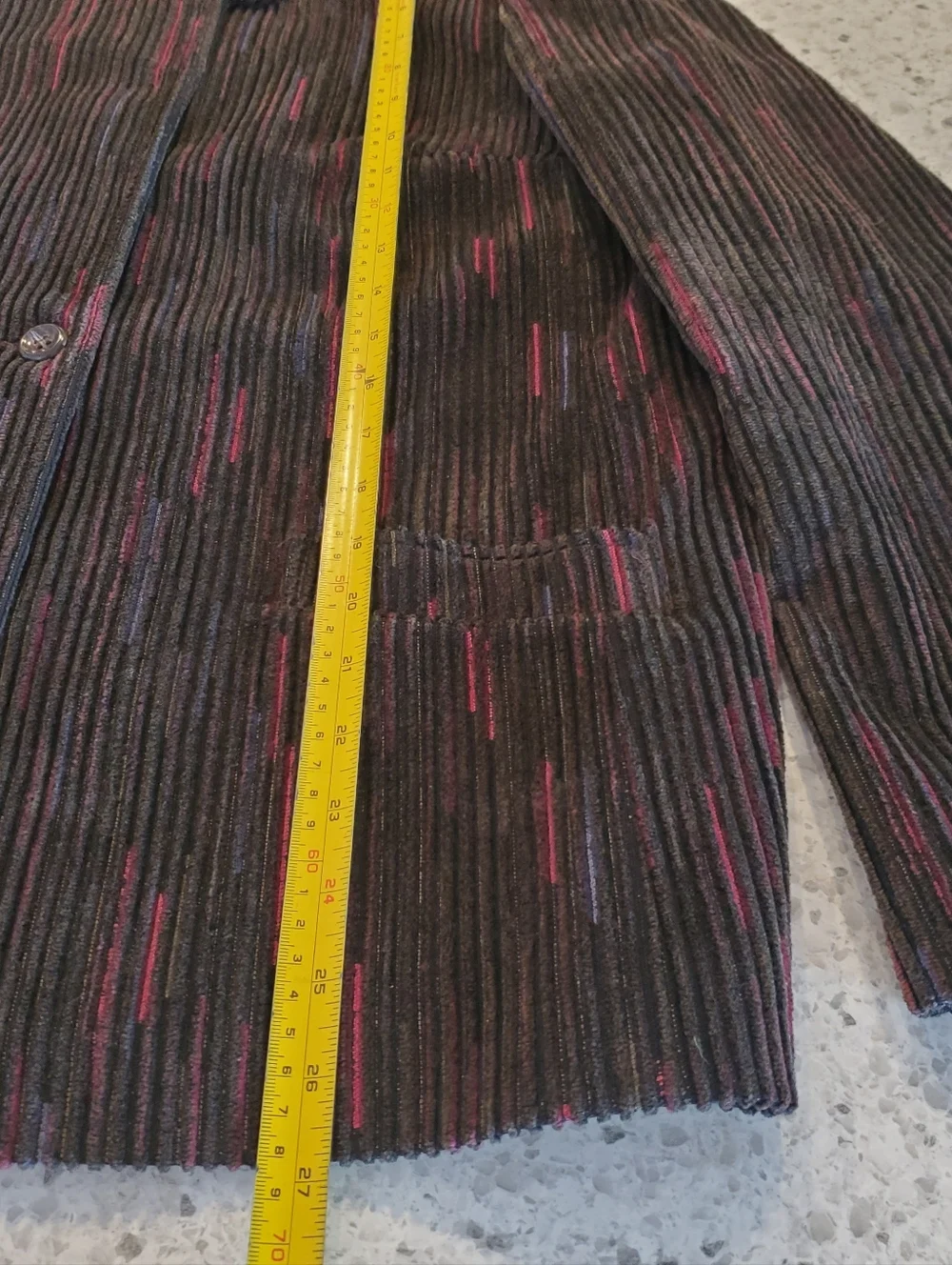 Vintage 60s Brian Tucker Dublin Size 12 Black Corduroy Suit Jacket Pink Stripes - Picture 12 of 16